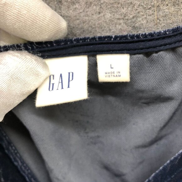 Gap Velvet Cami Jumpsuit Womens L Dark Blue Navy Tapered Relaxed Tie Waist - Picture 5 of 8
